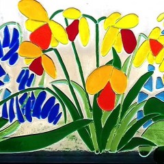 Fused Glass - Daffodils & Bluebells